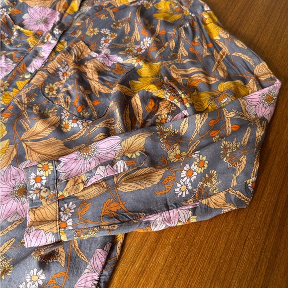 Pilcro Gray and Orange Floral Shirt - Picture 3 of 5